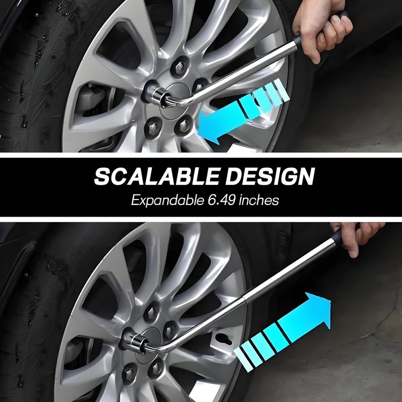 Hbxdeco Telescoping Lug Wrench, Extendable 4 Way Lug Wheel Wrench, Wheel Nut Remover Set with 17/19mm and 21/23mm Sockets, Universal Tire Repair Tool Kit for Cars Trucks SUVs - Image 4